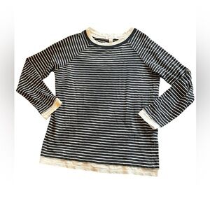 White Label The White Company Navy White Striped Nautical 3/4 Sleeve Tunic Top